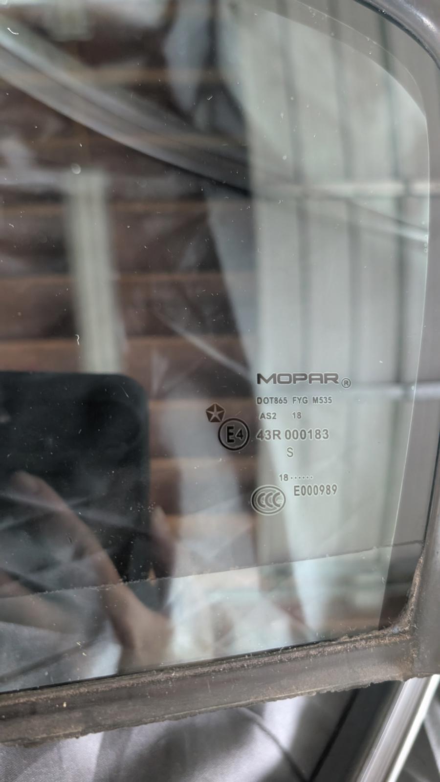 OEM Mopar 2011–2023 Dodge Charger Rear Left Vent Glass – DOT865 FYG M535