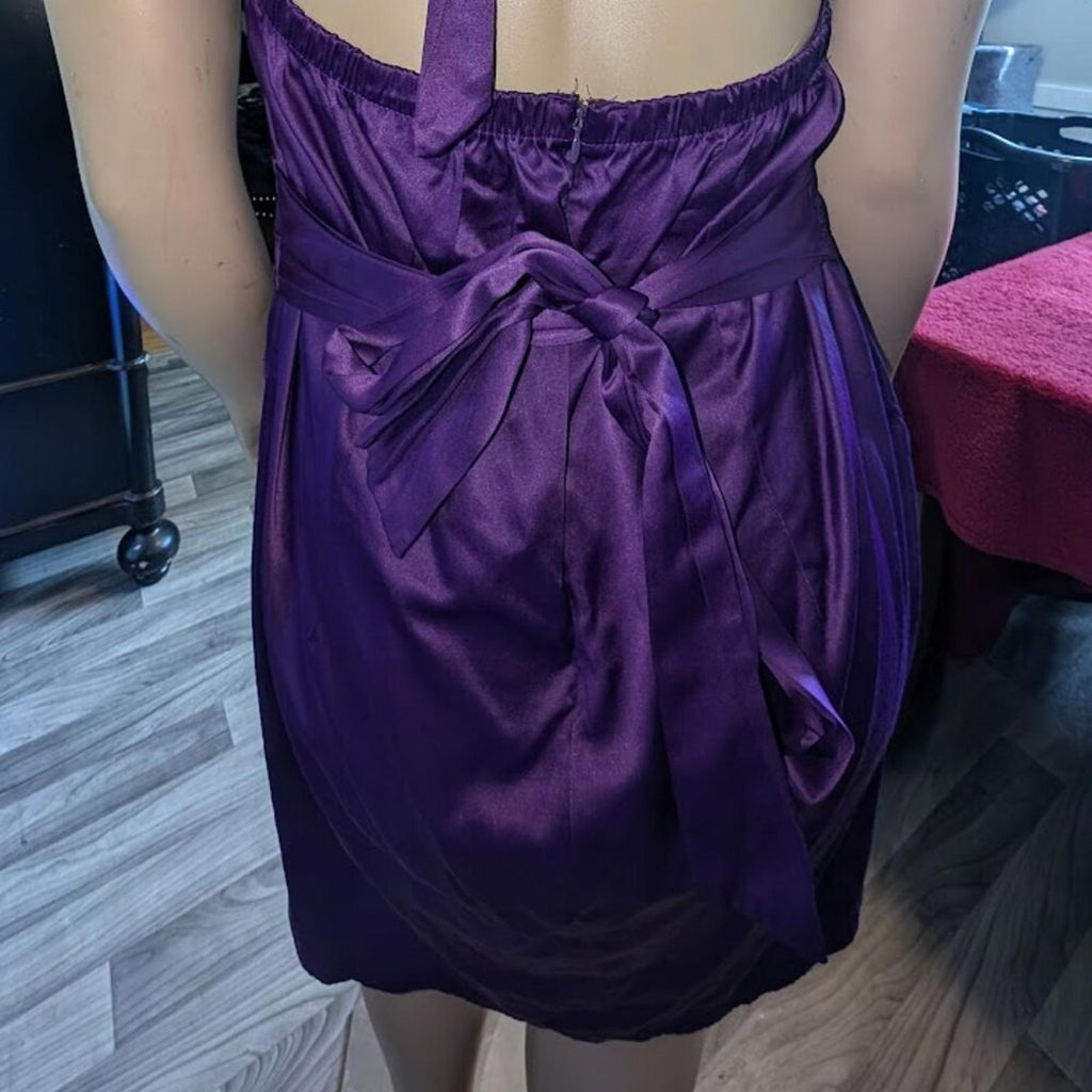 Snap Purple Satin Halter Dress with Pockets (22W)