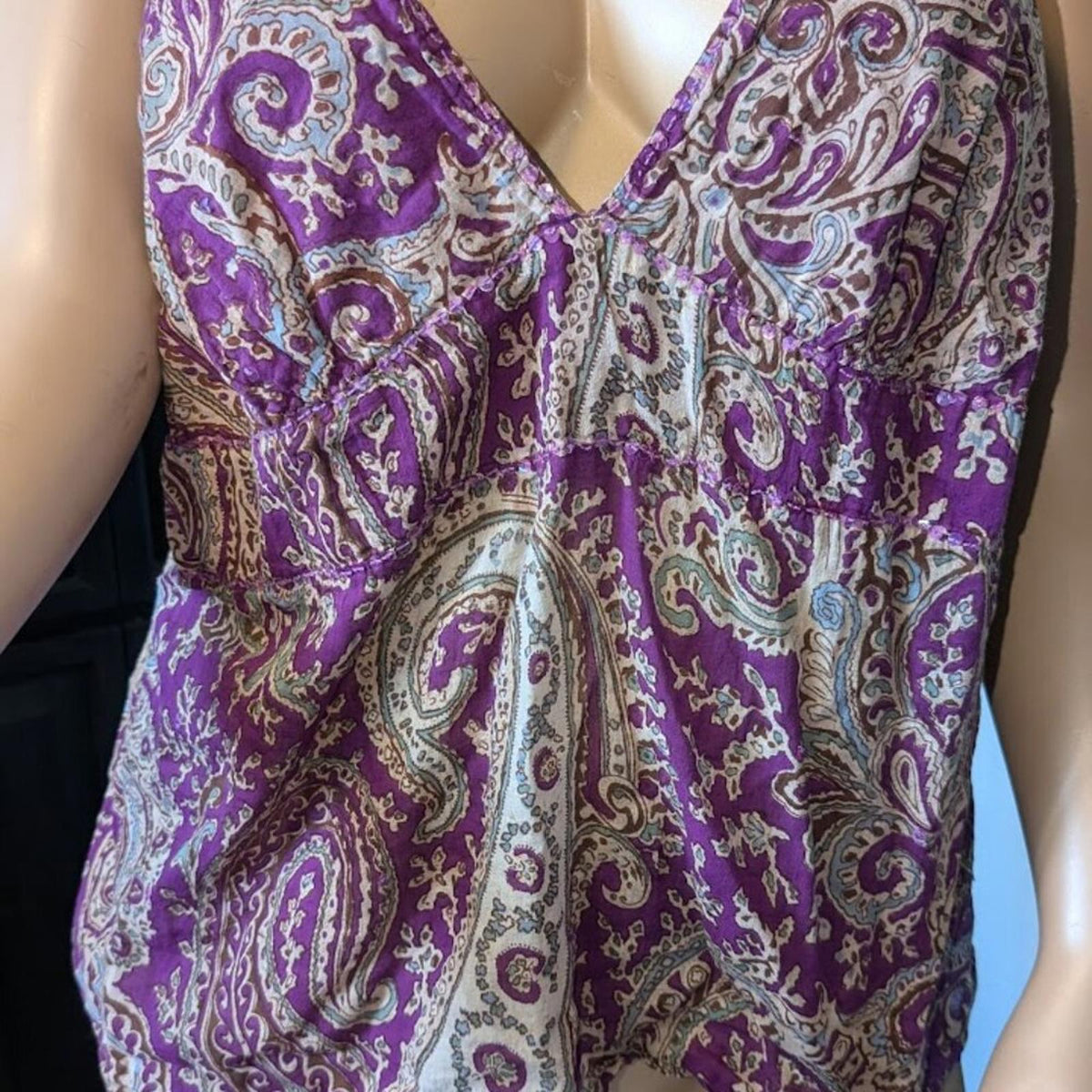 Dots Paisley Print Spaghetti Strap Top (Size XL, fits up to 3-4X)