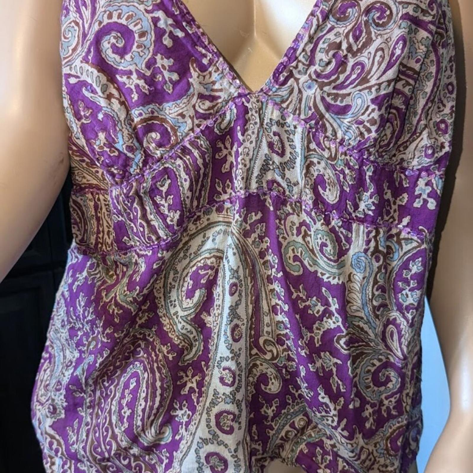 Dots Paisley Print Spaghetti Strap Top (Size XL, fits up to 3-4X)