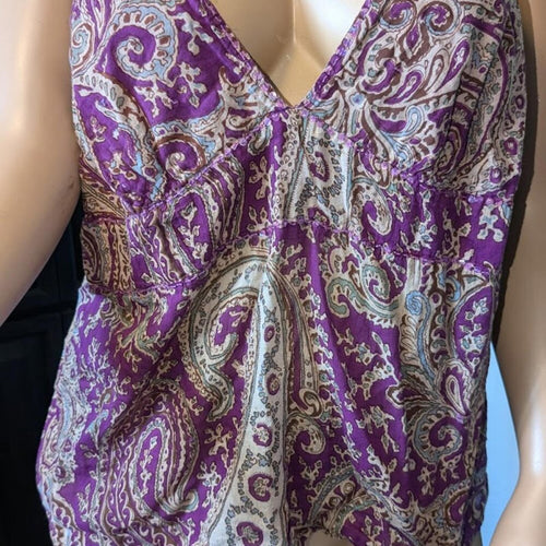 Dots Paisley Print Spaghetti Strap Top (Size XL, fits up to 3-4X)