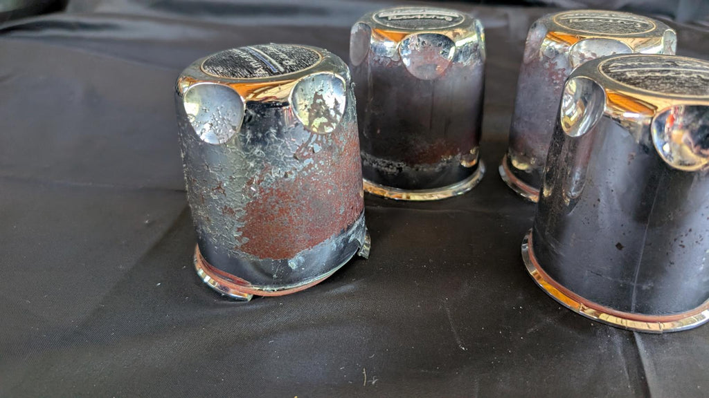 Set of 4 Vintage American Racing Push-Through Center Caps